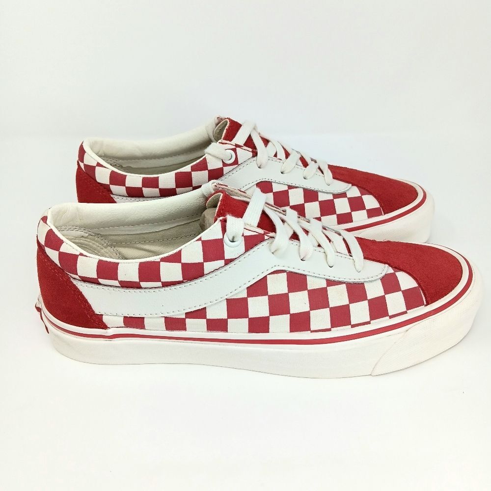VANS Bold Ni Checkerboard UltraCush Skate Shoes Red White Women's 10 Men's 8.5